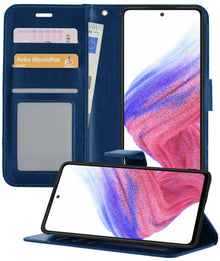 Samsung A53 Hoesje Bookcase Cover met Kaarthouder - Donkerblauw
