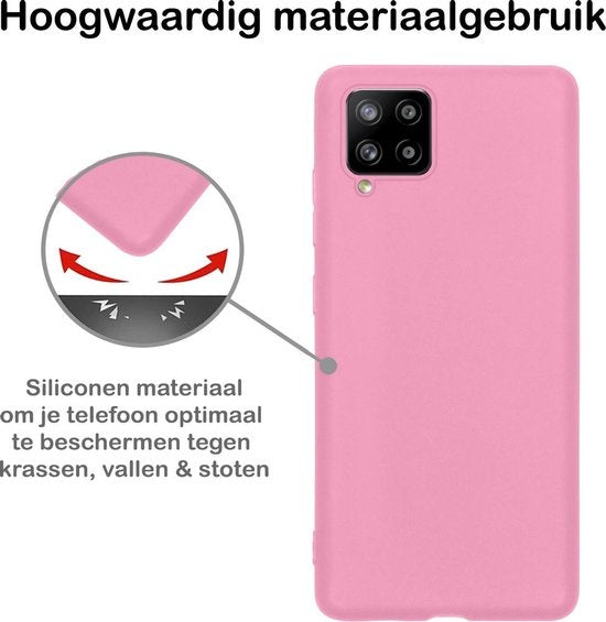 Samsung A12 Hoesje Siliconen - Lichtroze