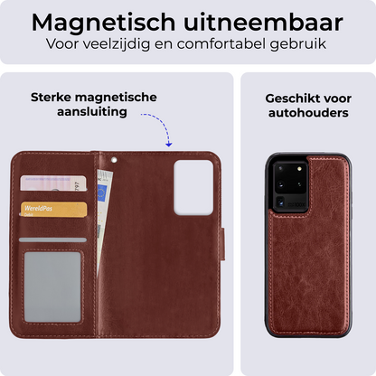 Samsung S20 Ultra Hoesje Bookcase Cover Uitneembaar - Bruin