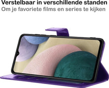 Samsung A12 Hoesje Bookcase Cover met Kaarthouder - Paars