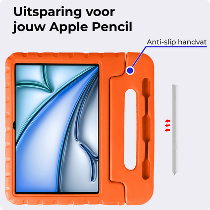 iPad Air 2024 / 2025 (11 inch) Kinderhoes Shockabsorberend Foam - Oranje