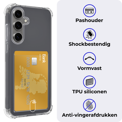 Samsung S24 FE Hoesje Kaarthouder Backcover Shockproof - Transparant