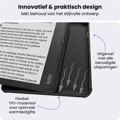 Kobo Libra 2 Bookcase Hoes Shockabsorberend - Zwart