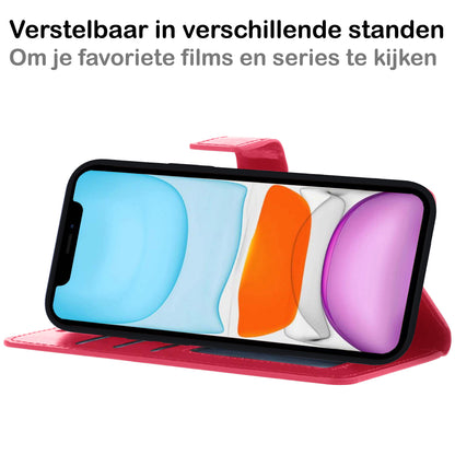 iPhone Xs Max Hoesje Bookcase Cover Uitneembaar - Donkerroze