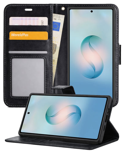 Samsung S26 Ultra Hoesje Bookcase Cover met Kaarthouder - Zwart