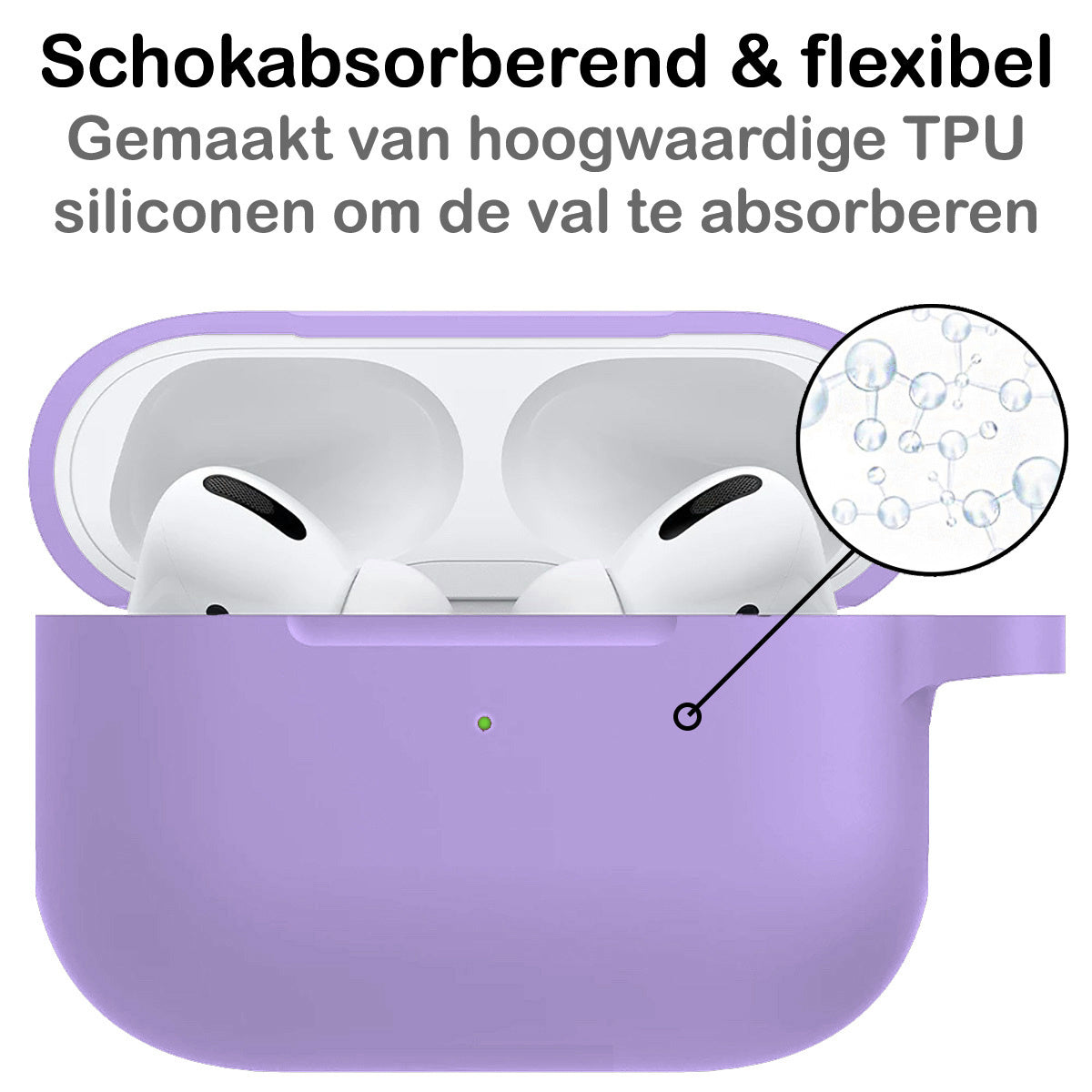 AirPods Pro 2 Hoesje Siliconen met Clip - Lila