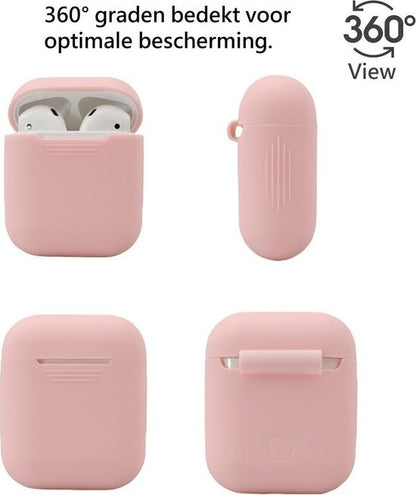 AirPods Hoesje Siliconen met Clip - Lichtroze