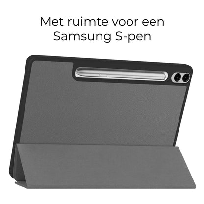 Samsung Galaxy Tab S9 FE Plus Trifold Bookcase Hoes met Penhouder voor S Pen - Grijs