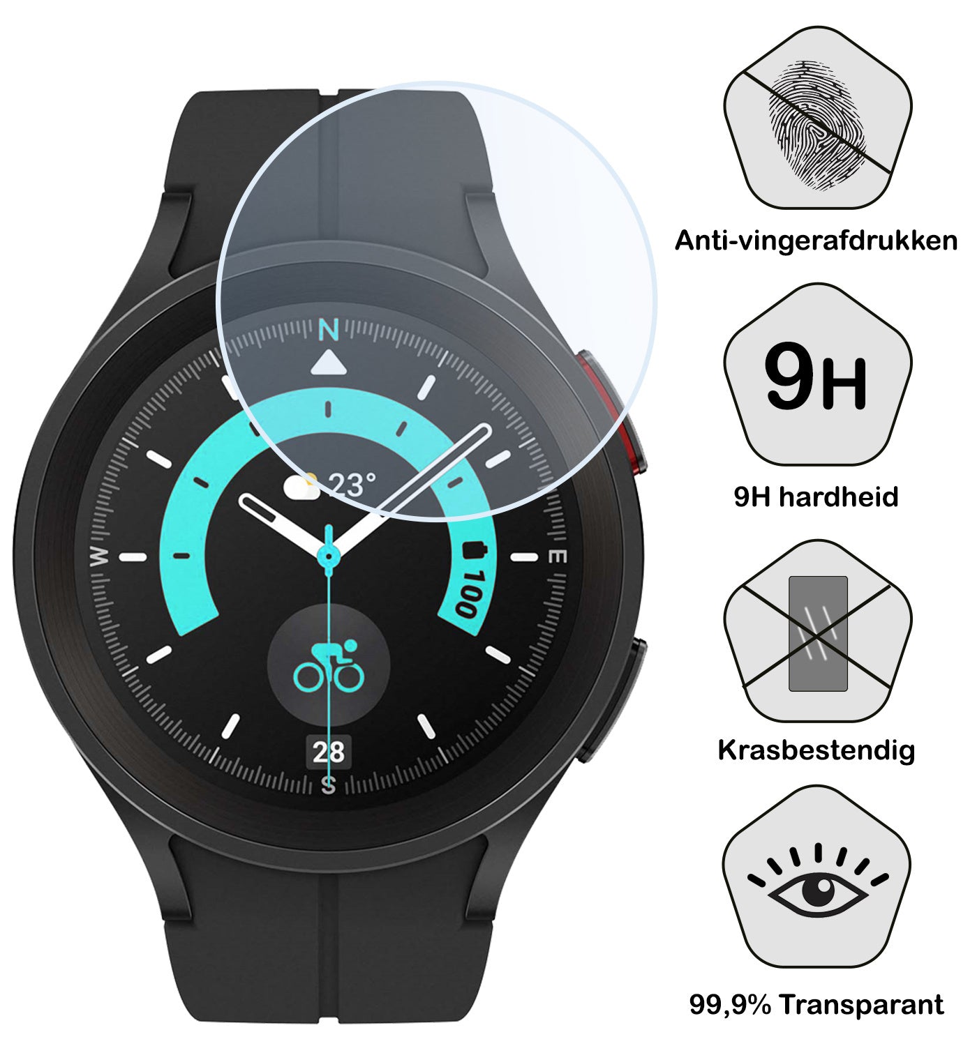 Samsung Watch 5 Pro 45 mm Screenprotector Tempered Glass