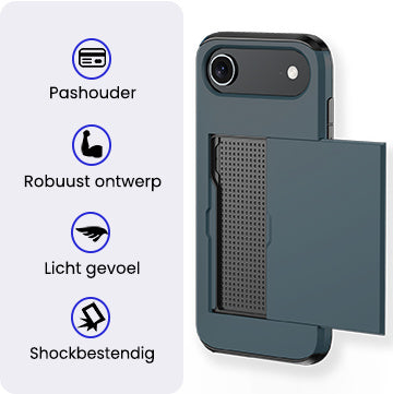iPhone Air Hoesje Kaarthouder Hard Case Shockproof - Donkerblauw