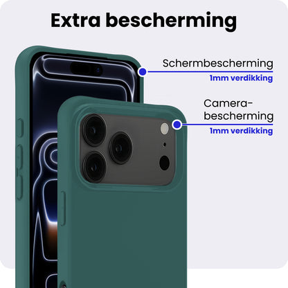 iPhone 17 Pro Hoesje Siliconen Backcover Lichtgewicht - Donkergroen