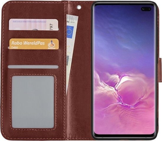 Samsung S10 Hoesje Book Case Kunstleer - Bruin