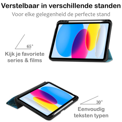 iPad 2022 Hoesje Book Case Met Apple Pencil Uitsparing - Bloesem