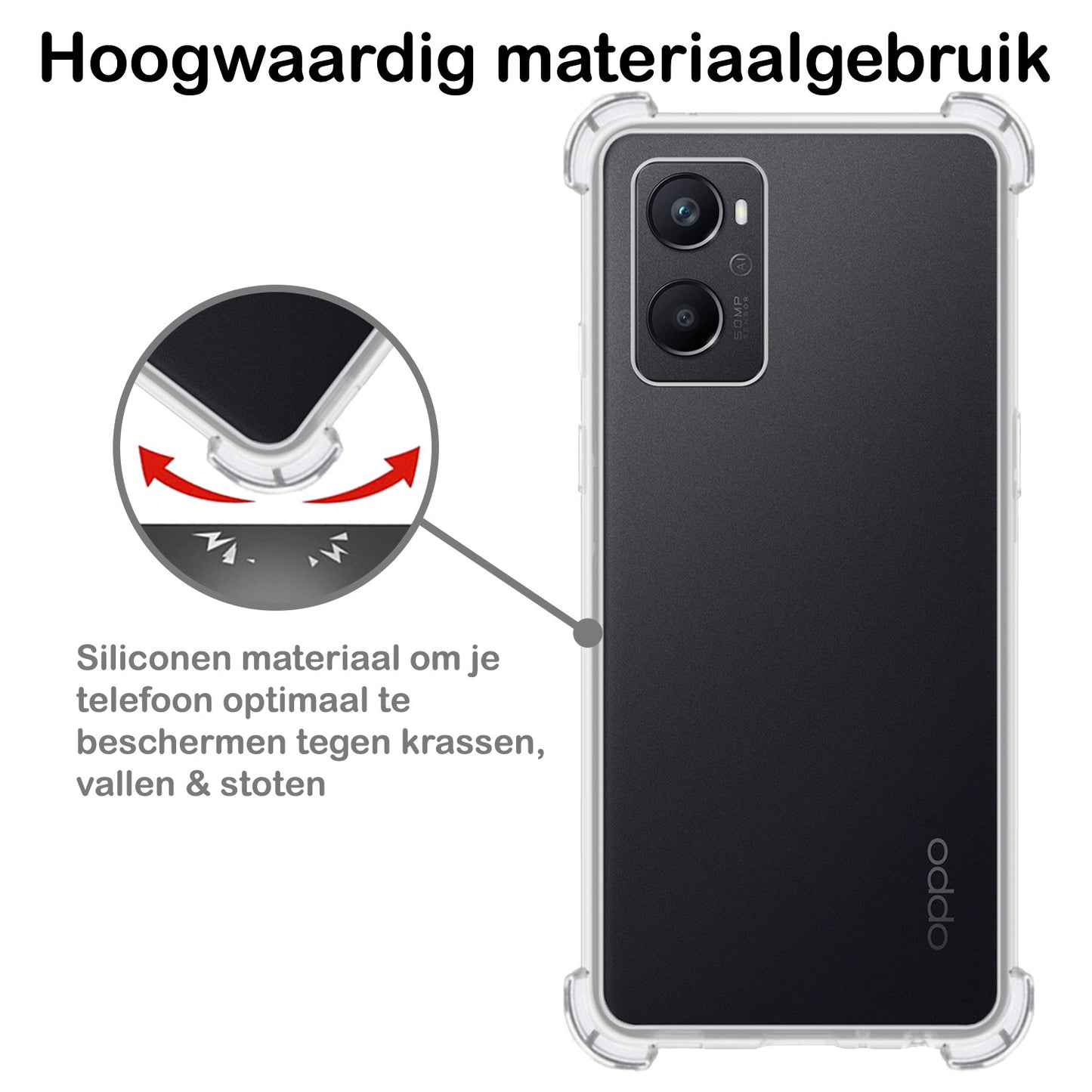 OPPO A76 Hoesje Shock Proof Siliconen - Transparant