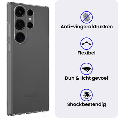 Samsung S25 Ultra Hoesje Siliconen Backcover Lichtgewicht - Transparant
