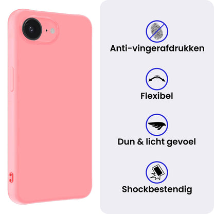 iPhone 16e Hoesje Siliconen Backcover Lichtgewicht - Lichtroze