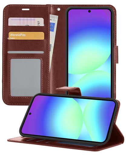 Samsung A56 Hoesje Bookcase Cover met Kaarthouder - Bruin