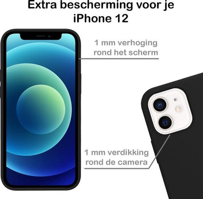 iPhone 12 Hoesje Siliconen Backcover Lichtgewicht - Zwart