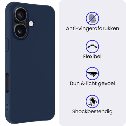 iPhone 17 Hoesje Siliconen Backcover Lichtgewicht - Donkerblauw