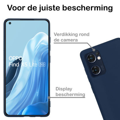 OPPO Find X5 Lite Hoesje Siliconen Backcover Lichtgewicht - Donkerblauw