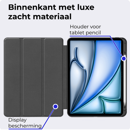iPad Air 2024 / 2025 (11 inch) Trifold Bookcase Hoes met Penhouder voor Apple Pen - Rosé goud