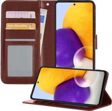 Samsung A72 5G Hoesje Bookcase Cover met Kaarthouder - Bruin