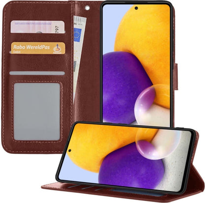 Samsung A72 5G Hoesje Bookcase Cover met Kaarthouder - Bruin