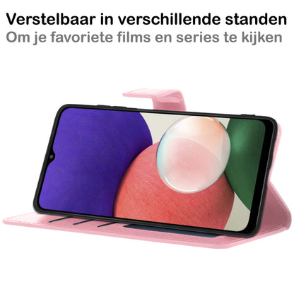 Samsung M22 Hoesje Bookcase Cover met Kaarthouder - Lichtroze