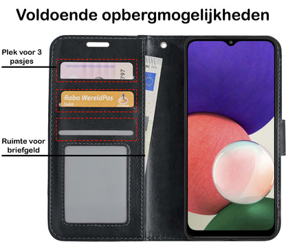 Samsung M22 Hoesje Bookcase Cover met Kaarthouder - Zwart