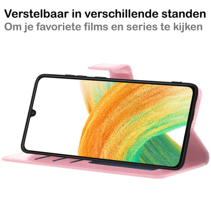 Samsung A33 Hoesje Bookcase Cover met Kaarthouder - Lichtroze