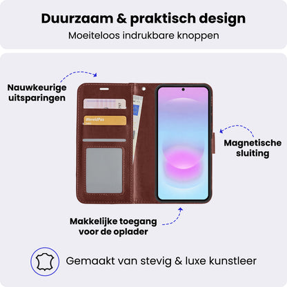 Samsung A37 Hoesje Bookcase Cover met Kaarthouder - Bruin