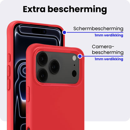 iPhone 17 Pro Max Hoesje Siliconen Backcover Lichtgewicht - Rood
