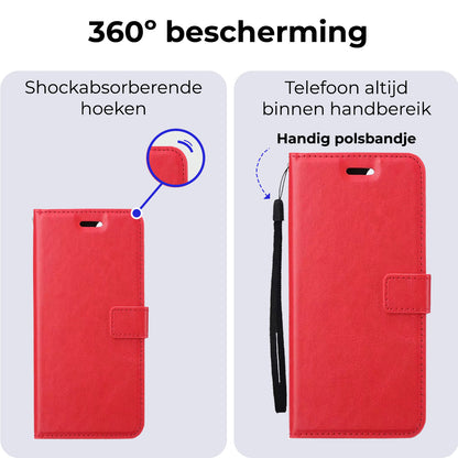 Samsung A35 Hoesje Bookcase Cover met Kaarthouder - Rood