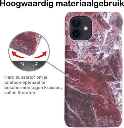 iPhone 12 Hoesje Marmer - Rood