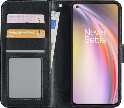 OnePlus Nord CE Hoesje Bookcase Cover met Kaarthouder - Zwart