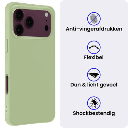 iPhone 18 Pro Max Hoesje Siliconen Backcover Lichtgewicht - Groen