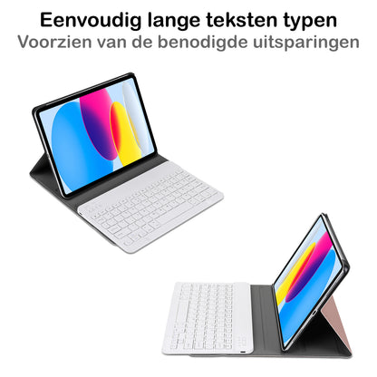iPad 2022 / 2025 (A16 ) Toetsenbord Hoes met Uitneembaar toetsenbord - Goud