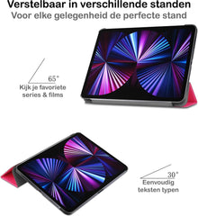 iPad Pro 2021 (11 inch) Trifold Bookcase Hoes - Donkerroze