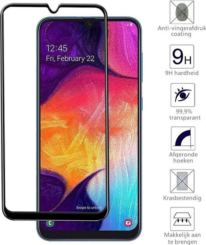 Samsung A30 Screenprotector Full Cover Tempered Glass