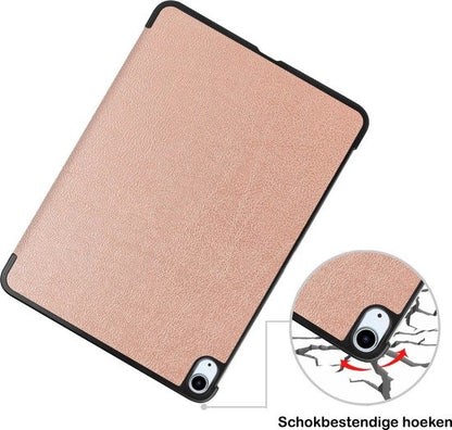 iPad Air 2020 Trifold Bookcase Hoes met Penhouder voor Apple Pen - Rosé goud