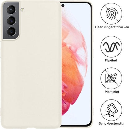 Samsung S21 Hoesje Siliconen Backcover Lichtgewicht - Wit