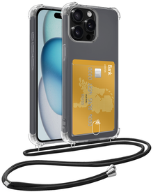 iPhone 13 Pro Hoesje Kaarthouder met Koord Backcover Shockproof - Transparant