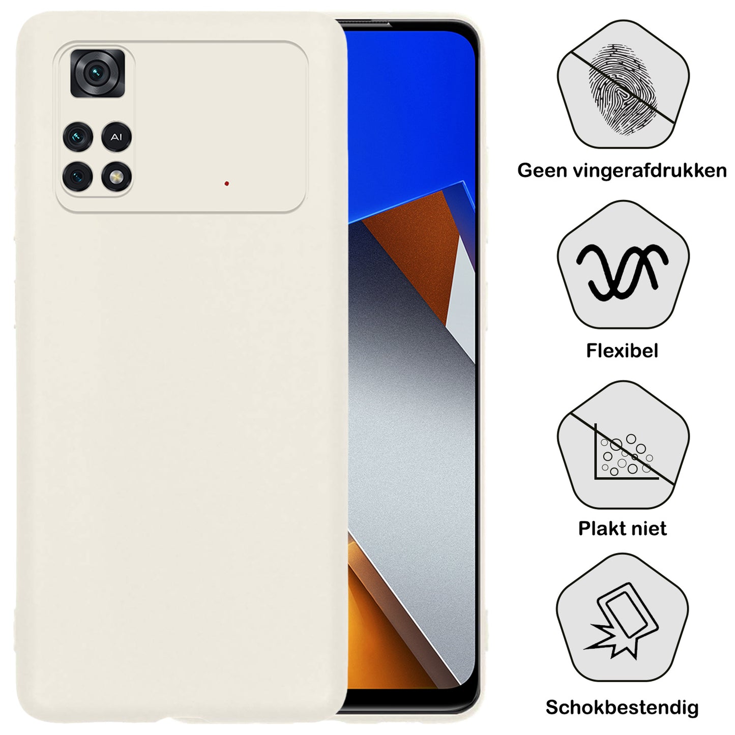 Poco M4 Pro 4G Hoesje Siliconen - Wit