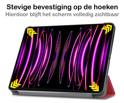 iPad Pro 2022 (11 inch) Trifold Bookcase Hoes - Donkerrood