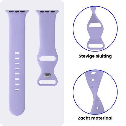 Apple Watch 1, 2, 3, 4, 5, 6, 7, 8, 9, SE - 38/40/41 mm Bandje Siliconen met verstelbare polsband - Violet