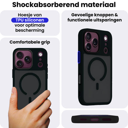 iPhone 18 Pro Max Hoesje Geschikt voor Magsafe Backcover Shockproof - Zwart