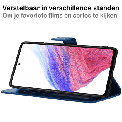 Samsung A53 Hoesje Bookcase Cover met Kaarthouder - Donkerblauw