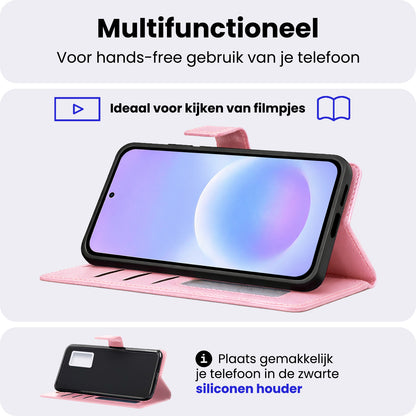 Samsung A57 Hoesje Bookcase Cover met Kaarthouder - Lichtroze