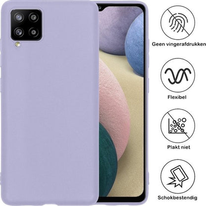 Samsung A12 Hoesje Siliconen Backcover Lichtgewicht - Lila