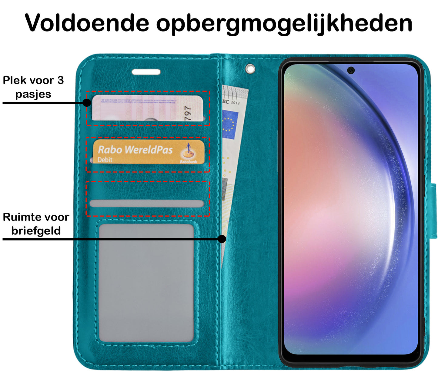 Samsung A54 Hoesje Book Case Kunstleer - Turquoise